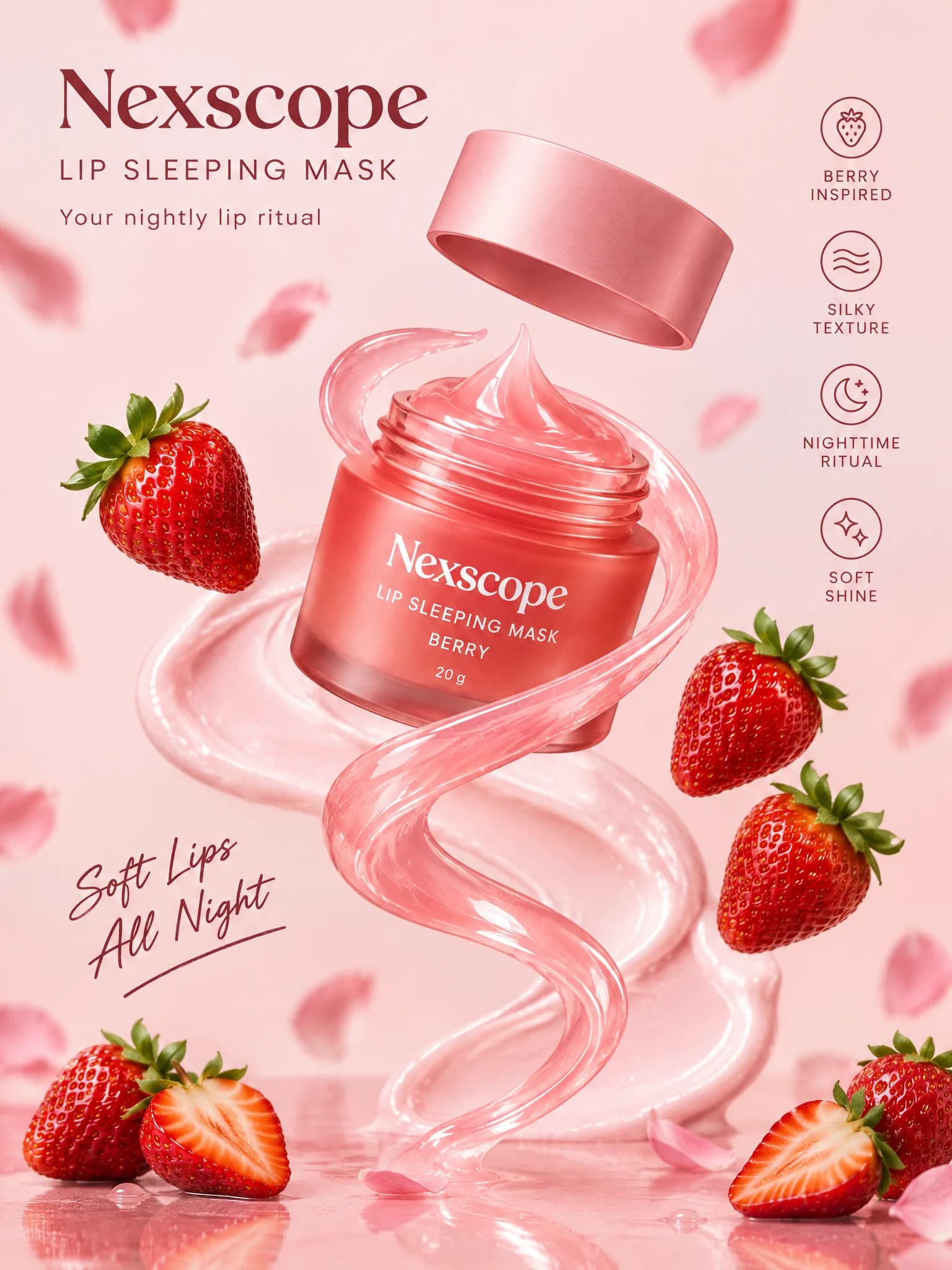 Berry lip mask advertising creative