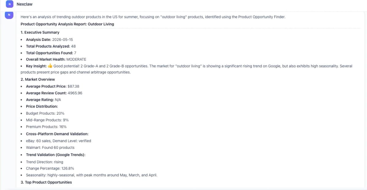 Nexscope product opportunity analysis report
