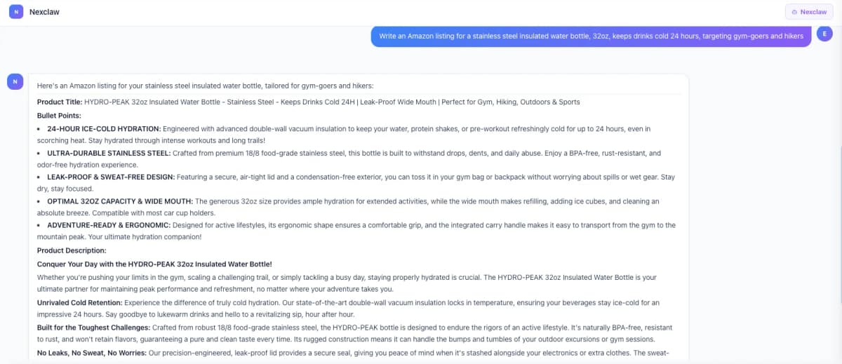 Nexscope Amazon listing generator