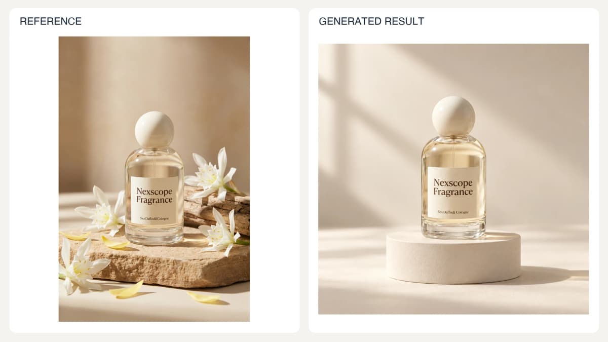 Reusable Product Brief — reference left and generated example right