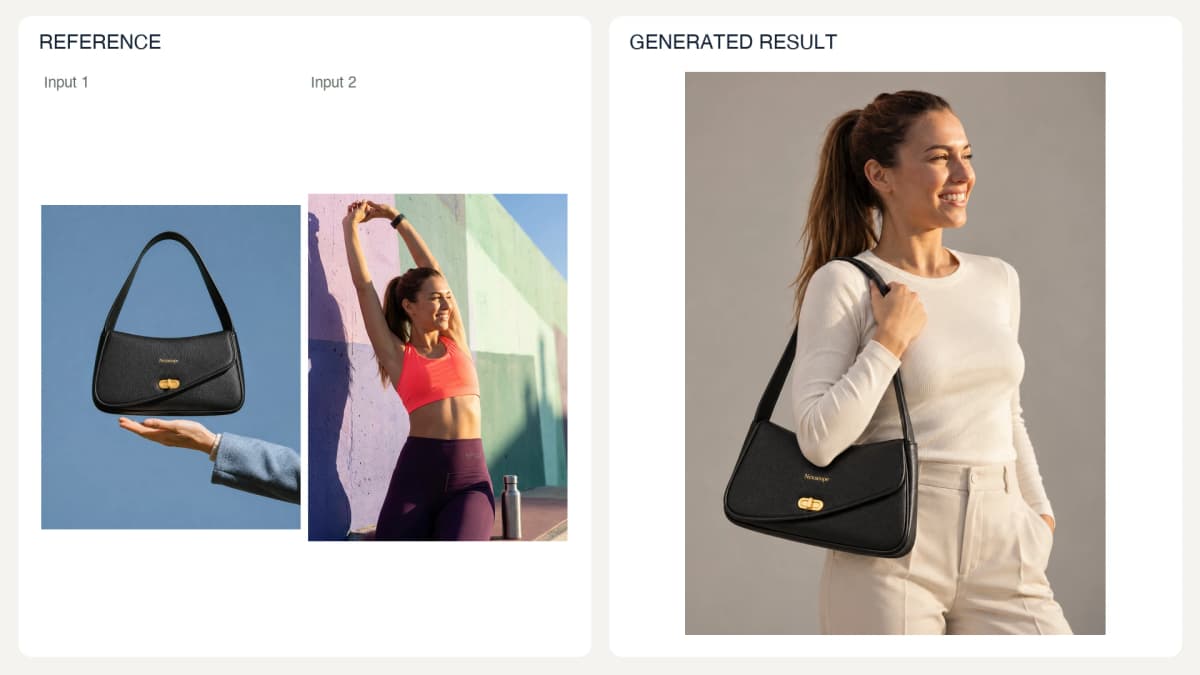 Accessory Try-On — reference left and generated example right