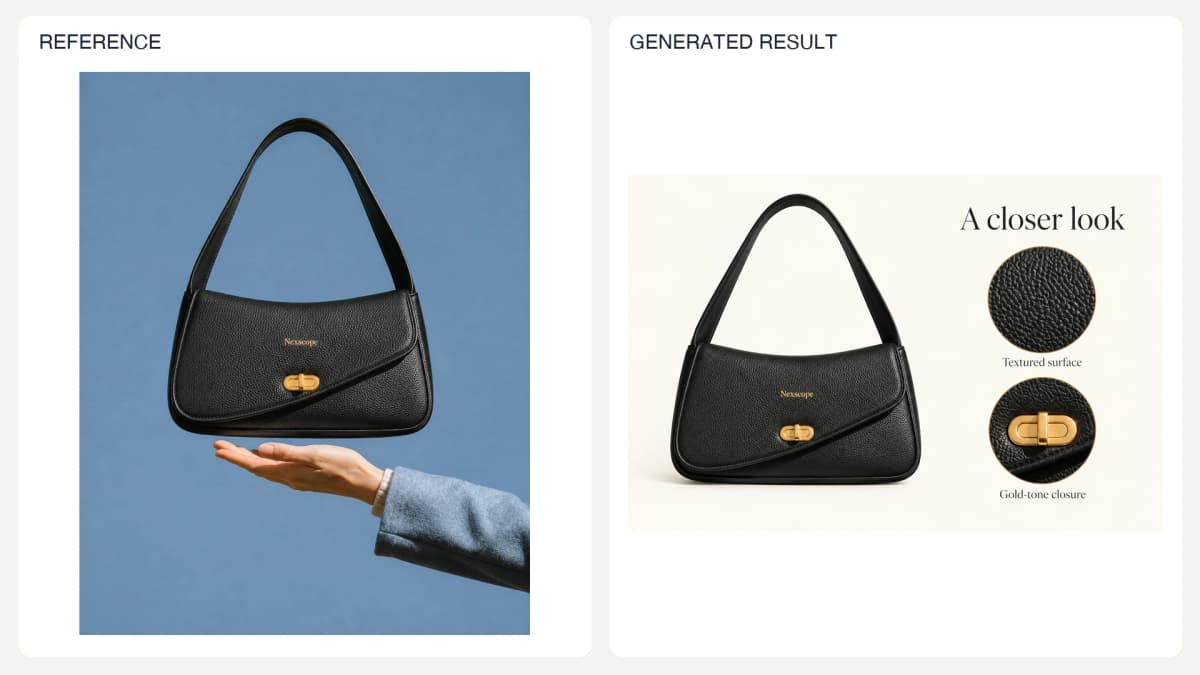 A+ or PDP Feature Module — reference left and generated example right