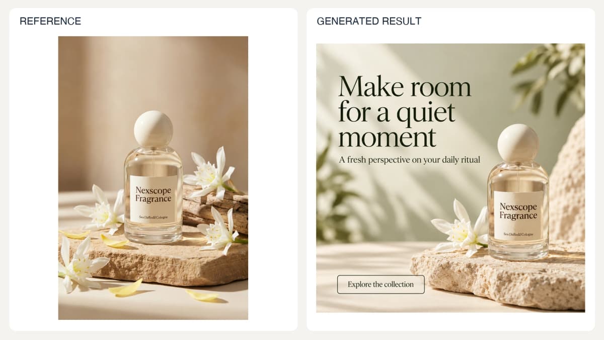 Campaign Ad Creative — reference left and generated example right