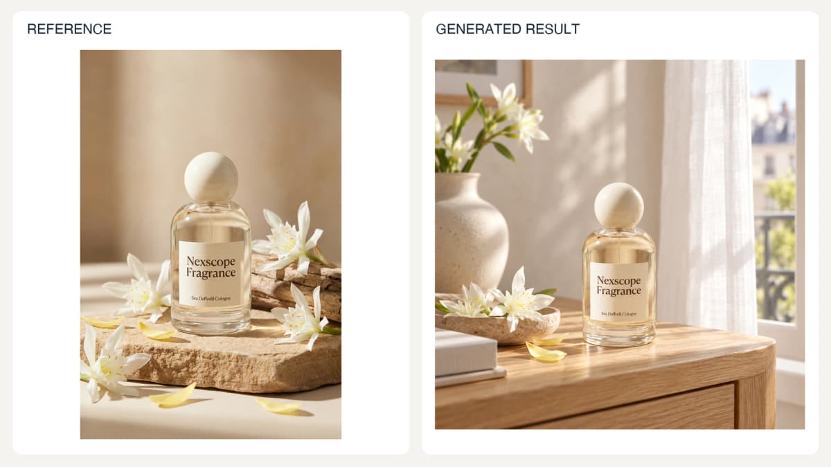 Market-Specific Lifestyle Adaptation — reference left and generated example right