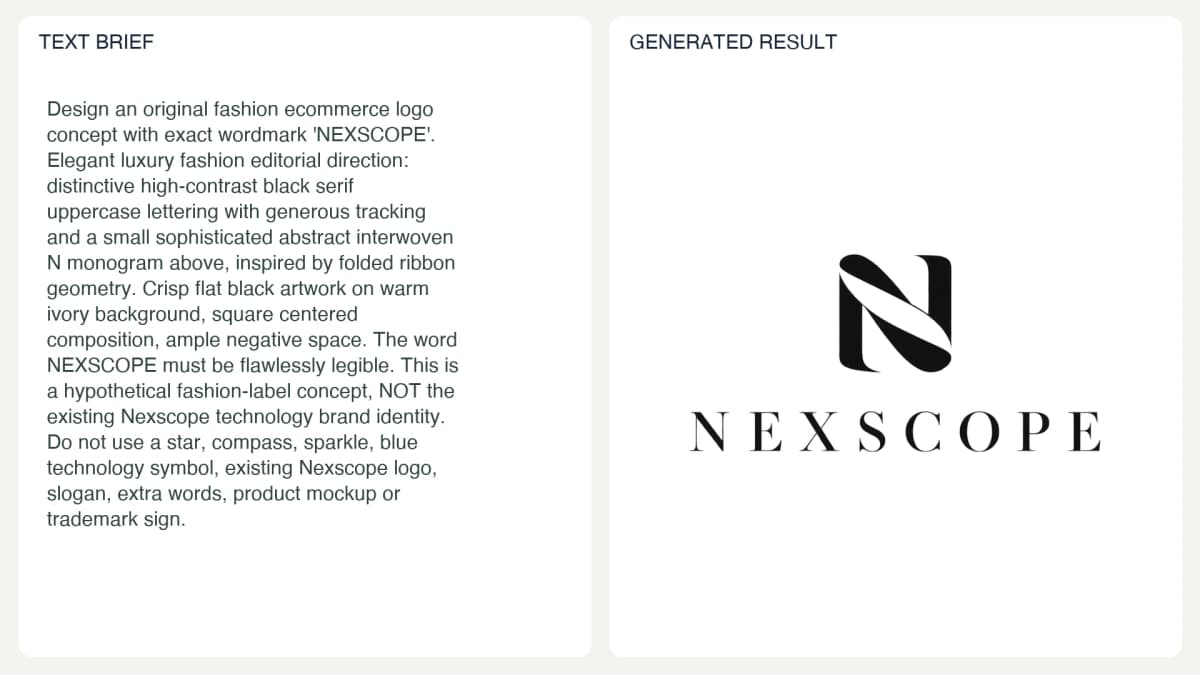 Original Logo Direction — reference left and generated example right