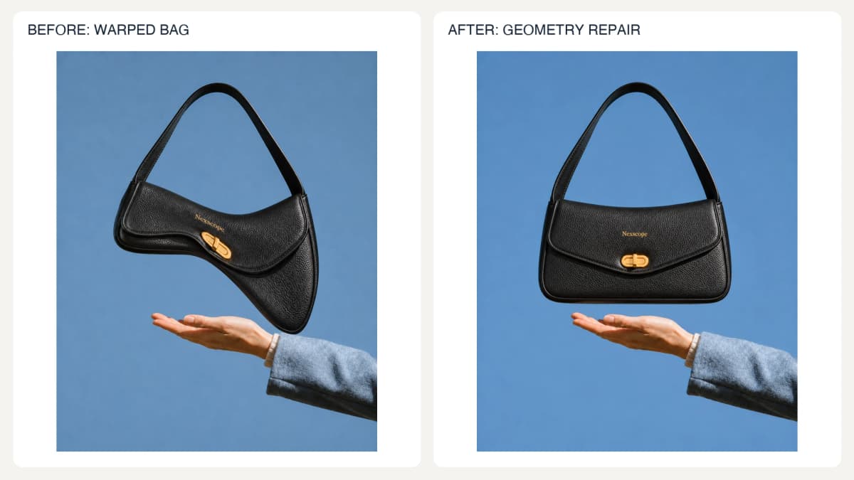 Restore Product Geometry — reference left and generated example right