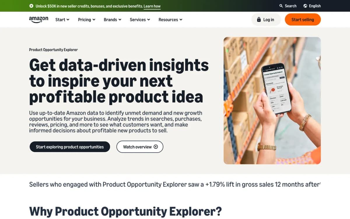 Amazon Product Opportunity Explorer official page screenshot