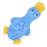 Blue crinkle duck dog toy imported from the product listing