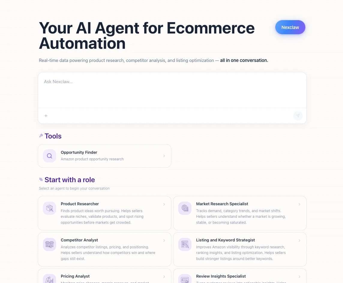 Nexscope AI Agent - e-commerce research assistant with real-time data