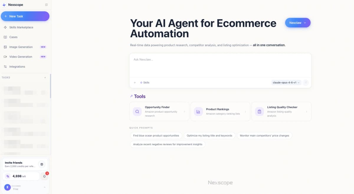 Nexscope AI Agent - e-commerce research assistant