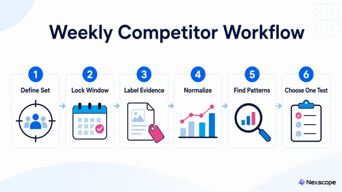 Weekly TikTok Shop competitor analytics workflow from scope and collection to decisions and tests