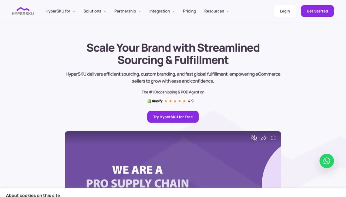 Official HyperSKU page showing global ecommerce sourcing and fulfillment services