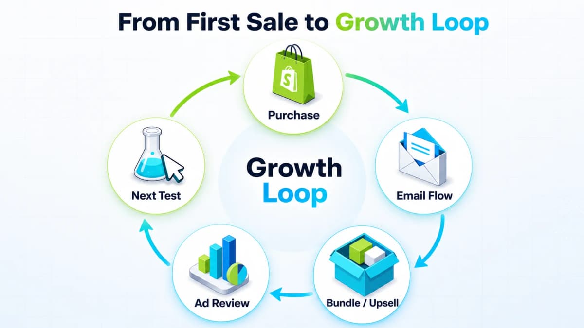 Shopify AI prompts growth loop for email automation, offers, and ad iteration