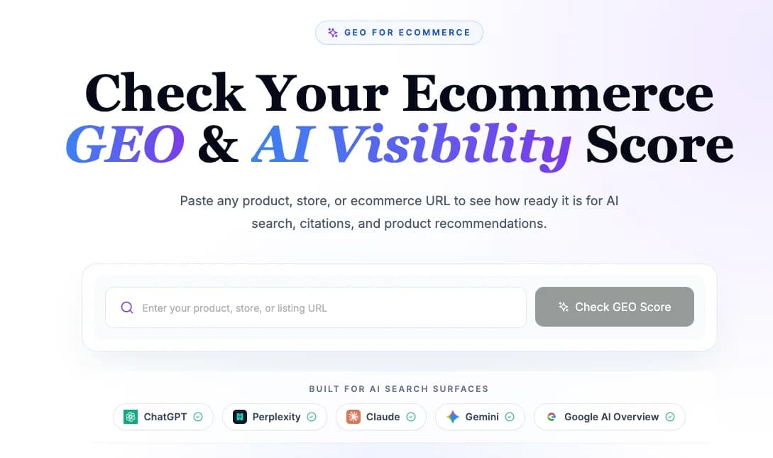 Nexscope GEO Score Checker for page-level llms.txt and AI readability diagnosis
