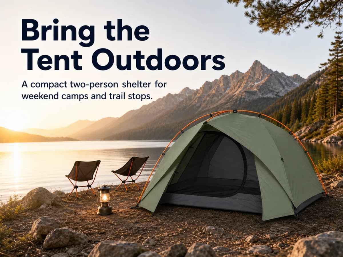 Mobile Amazon A+ opening image titled Bring the Tent Outdoors with a large campsite view
