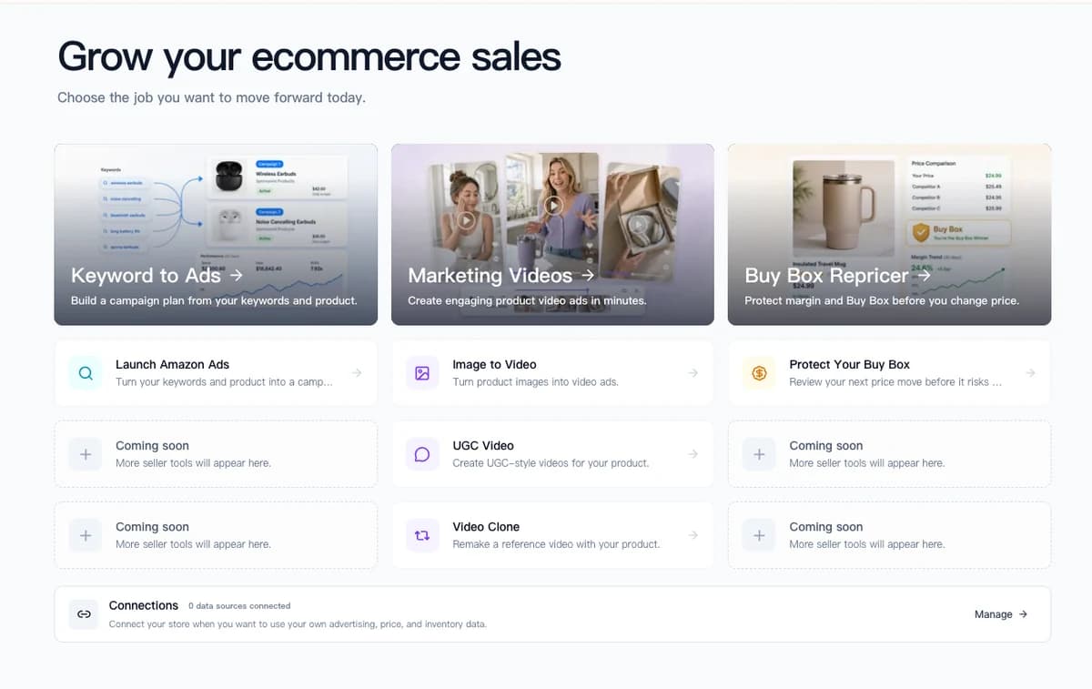 Nexscope workflows for Keyword to Ads, Video Clone, and Buy Box Repricer