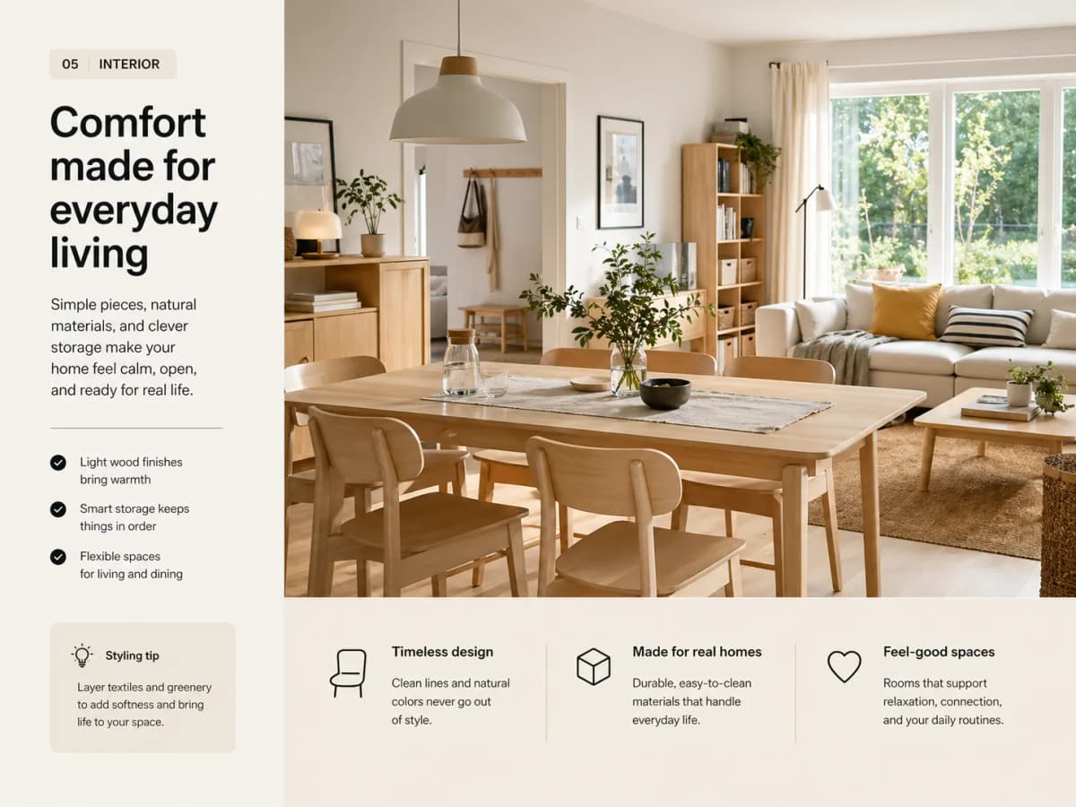 Example output for the IKEA dining room interior prompt