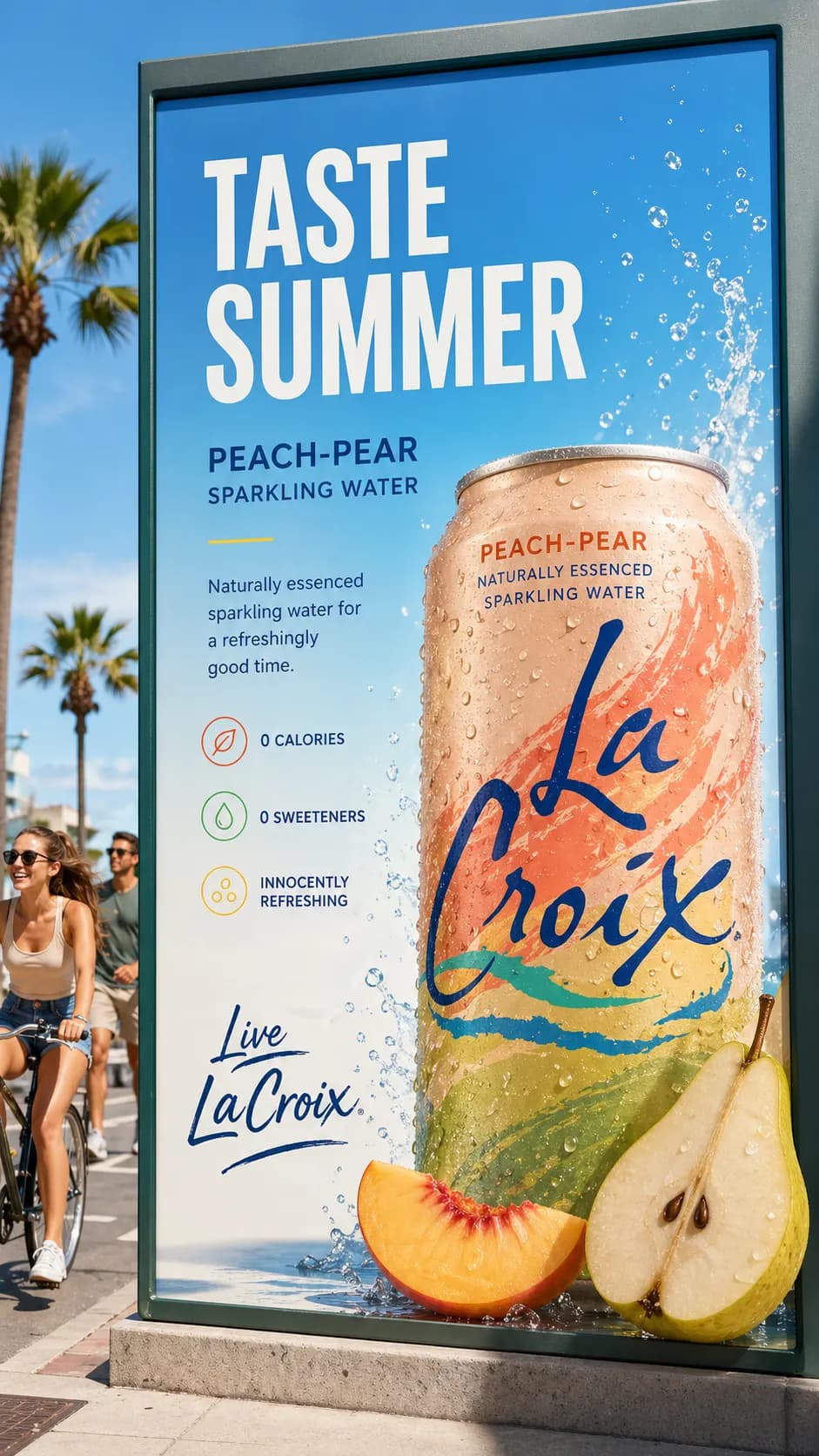 Example output for the LaCroix outdoor billboard ad prompt