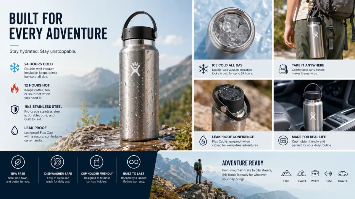 Example output for the Hydro Flask Amazon A+ Content prompt