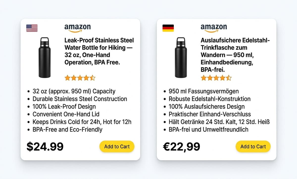 OpenClaw localizes Amazon listings for international markets with region-specific keywords and formatting