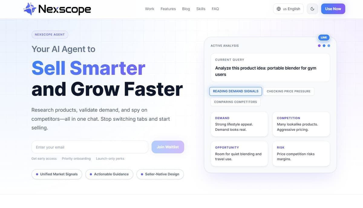 Nexscope Agent AI-powered product research