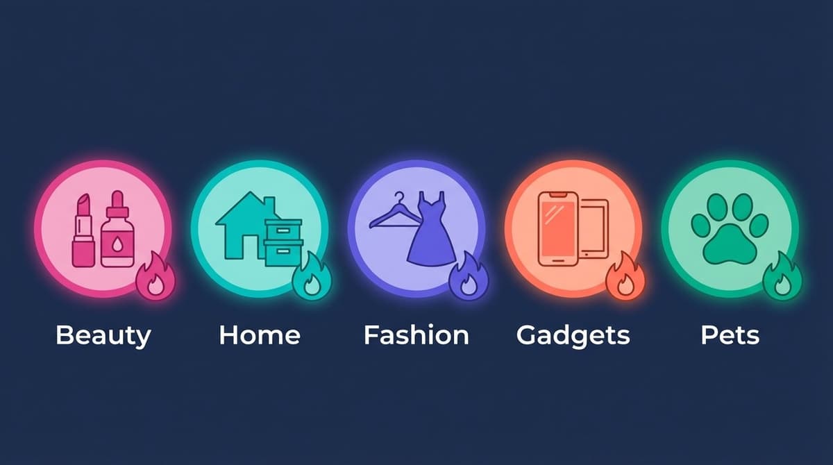 TikTok Shop trending categories: Beauty, Home, Fashion, Gadgets, Pets