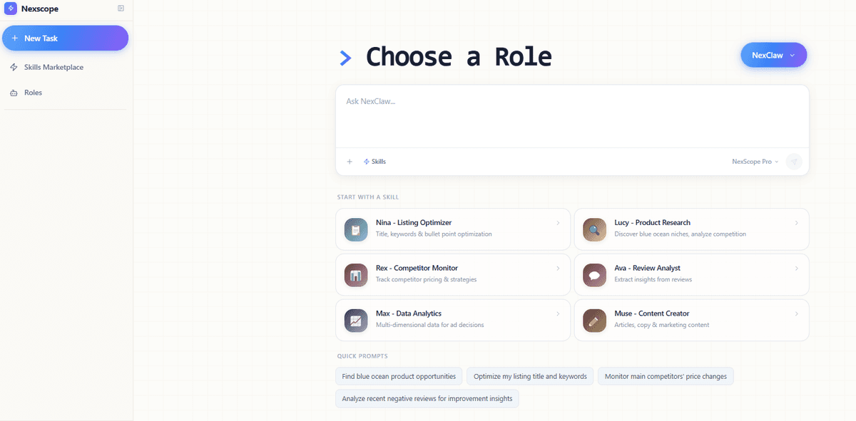 Nexscope AI Chat Interface for E-commerce