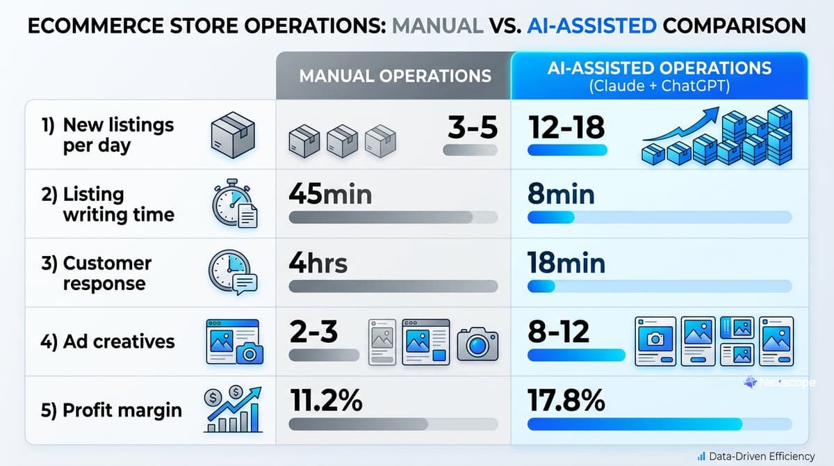 AI vs manual store metrics comparison