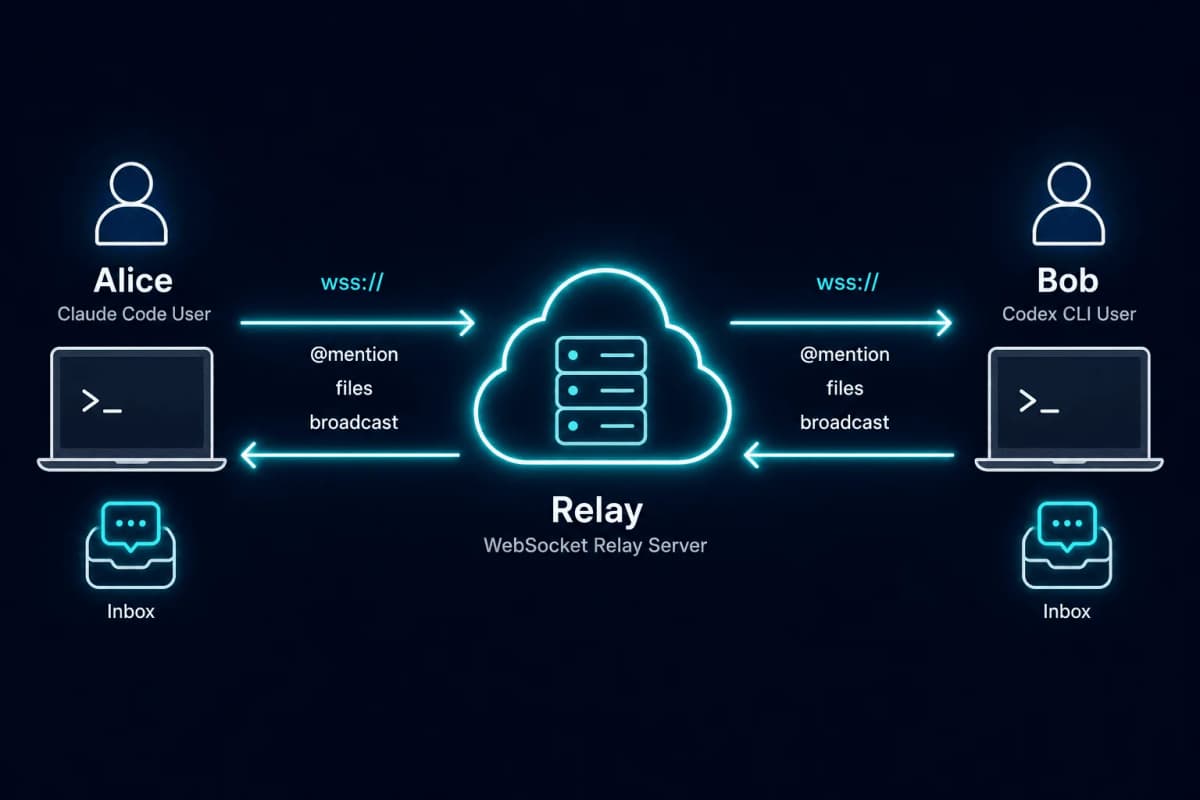 nexscope-plugin architecture - Claude Code and Codex CLI communicating through WebSocket relay