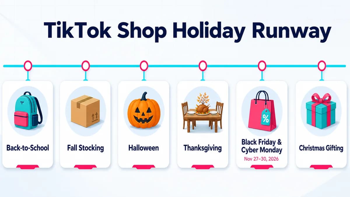 TikTok Shop holiday runway from back-to-school and fall stocking through Black Friday and Christmas gifting