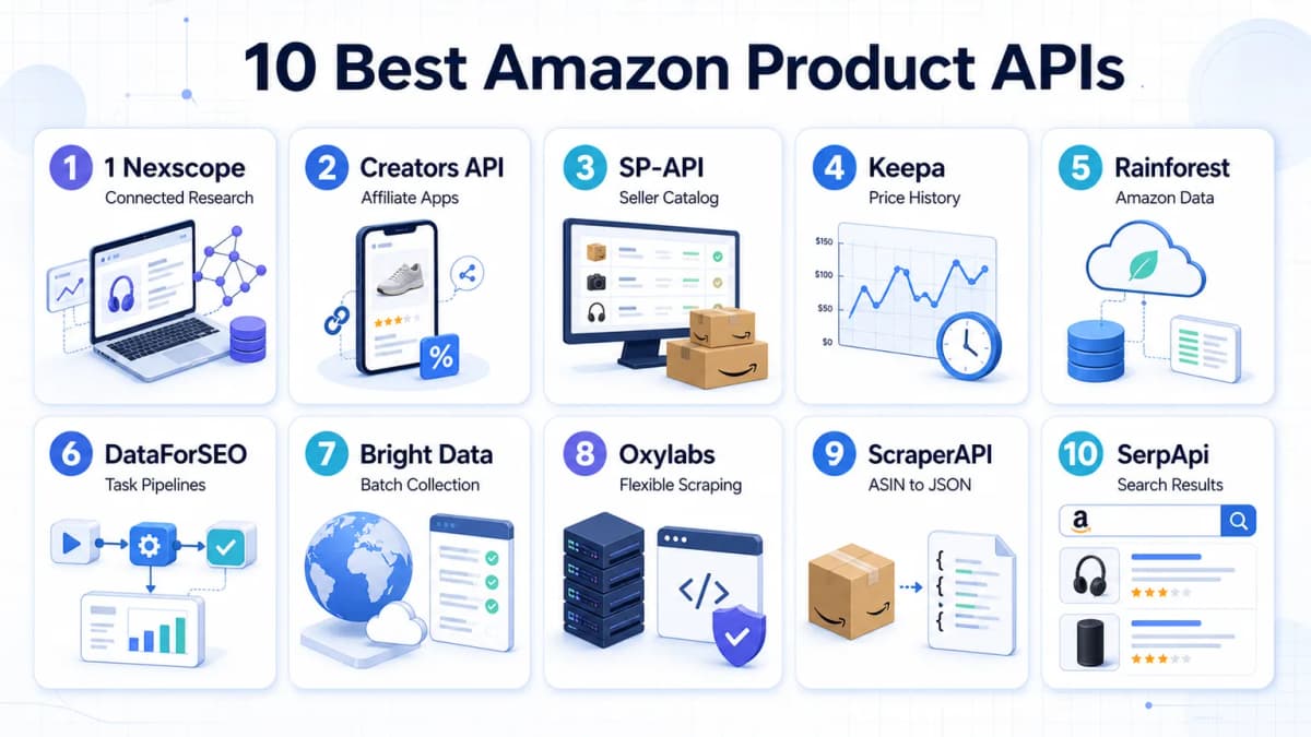 10 best Amazon product APIs compared by access model, data coverage, and developer use case