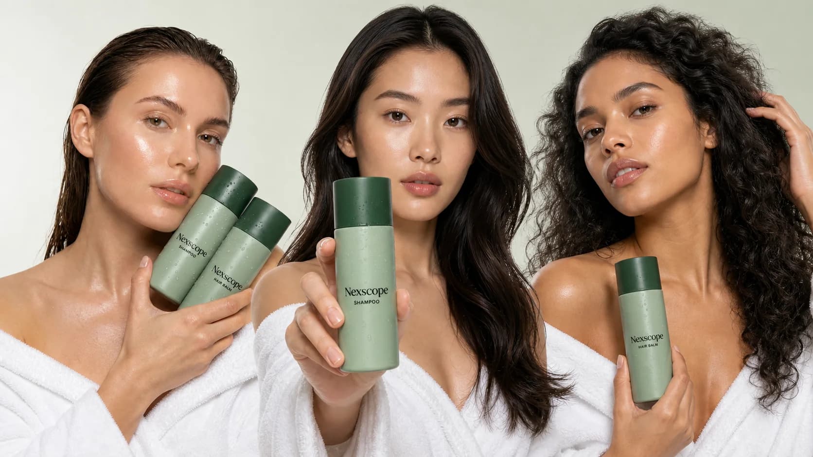 Haircare product shown with a different model using the Model Swap API