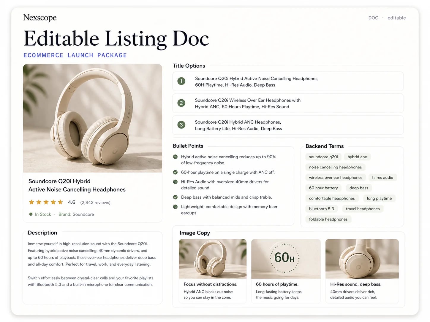 Editable Listing Doc