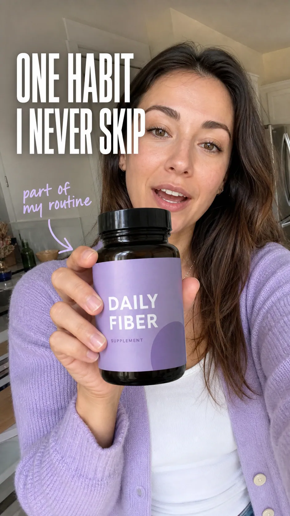 Daily Fiber creator video in a kitchen